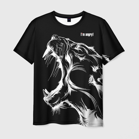 Мужская футболка 3D с принтом Im angry Cougar в Новосибирске, 100% полиэфир | прямой крой, круглый вырез горловины, длина до линии бедер | angry | cougar | fangs | im angry | open mouth | predator | wild | дикая | злая | клыки | открытая пасть | пума | хищник | я в гневе