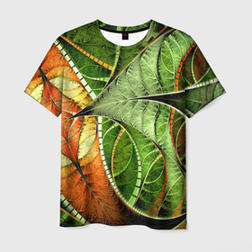 Мужская футболка 3D с принтом Растительный абстрактный фрактальный паттерн   Vegetable Abstract Fractal Pattern в Тюмени, 100% полиэфир | прямой крой, круглый вырез горловины, длина до линии бедер | abstraction | fashion | fractal | pattern | абстракция | мода | узор | фрактал