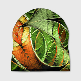 Шапка 3D с принтом Растительный абстрактный фрактальный паттерн   Vegetable Abstract Fractal Pattern в Курске, 100% полиэстер | универсальный размер, печать по всей поверхности изделия | abstraction | fashion | fractal | pattern | абстракция | мода | узор | фрактал