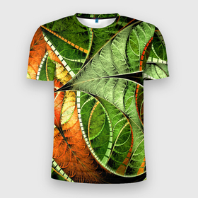 Мужская футболка 3D Slim с принтом Растительный абстрактный фрактальный паттерн   Vegetable Abstract Fractal Pattern в Новосибирске, 100% полиэстер с улучшенными характеристиками | приталенный силуэт, круглая горловина, широкие плечи, сужается к линии бедра | abstraction | fashion | fractal | pattern | абстракция | мода | узор | фрактал