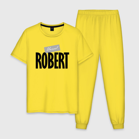 Мужская пижама хлопок с принтом Unreal Robert   Нереальный Роберт в Тюмени, 100% хлопок | брюки и футболка прямого кроя, без карманов, на брюках мягкая резинка на поясе и по низу штанин
 | 