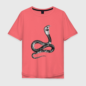 Мужская футболка хлопок Oversize с принтом Кобра | Cobra в Тюмени, 100% хлопок | свободный крой, круглый ворот, “спинка” длиннее передней части | cobra | reptile | snake | змея | кобра