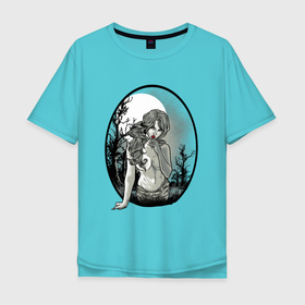 Мужская футболка хлопок Oversize с принтом Сексуальная девушка зомби с чупа чупсом в Тюмени, 100% хлопок | свободный крой, круглый ворот, “спинка” длиннее передней части | девушка | зомби | сосачка | чупа чупс