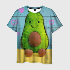 Мужская футболка 3D с принтом avocado print , 100% полиэфир | прямой крой, круглый вырез горловины, длина до линии бедер | avocado | авокадо | классная | ростислав удача | сердечки | фрукты