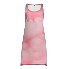 Платье-майка 3D с принтом Розовые небеса в Петрозаводске, 100% полиэстер | полуприлегающий силуэт, широкие бретели, круглый вырез горловины, удлиненный подол сзади. | для девочек | для девушек | небо | облока | облоко | розовый