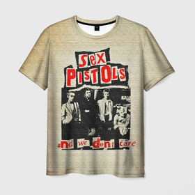 Мужская футболка 3D с принтом We Dont Care   Sex Pistols в Екатеринбурге, 100% полиэфир | прямой крой, круглый вырез горловины, длина до линии бедер | группа | джонни роттен | музыка | панк | панк рок | панк рок группа | рок | рок группа