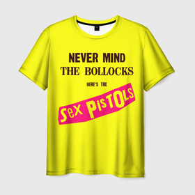 Мужская футболка 3D с принтом Never Mind the Bollocks, Heres the Sex Pistols в Екатеринбурге, 100% полиэфир | прямой крой, круглый вырез горловины, длина до линии бедер | группа | джонни роттен | музыка | панк | панк рок | панк рок группа | рок | рок группа