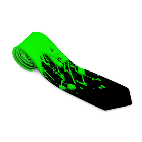 Галстук 3D с принтом САЛАТОВЫЕ НЕОНОВЫЕ БРЫЗГИ КРАСКИ в Белгороде, 100% полиэстер | Длина 148 см; Плотность 150-180 г/м2 | Тематика изображения на принте: neon | брызги | брызги красок | краска | неон | неоновые | неоновый зеленый | подтеки | радиация | салатовый | текстура | яркий