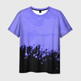 Мужская футболка 3D с принтом КРАСИВЫЕ НЕОНОВЫЕ БРЫЗГИ КРАСКИ в Белгороде, 100% полиэфир | прямой крой, круглый вырез горловины, длина до линии бедер | neon | брызги | брызги красок | краска | неон | неоновые | подтеки | сиреневый | текстура | фиолетовый | яркий