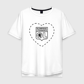 Мужская футболка хлопок Oversize с принтом Лого Lyon в сердечке в Екатеринбурге, 100% хлопок | свободный крой, круглый ворот, “спинка” длиннее передней части | club | football | logo | love | lyon | lyonnais | olympique | клуб | лион | лого | мяч | сердечко | символ | спорт | футбол | футболист | футболисты | футбольный