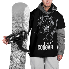 Накидка на куртку 3D с принтом Cougar on the hunt   Пума на охоте , 100% полиэстер |  | Тематика изображения на принте: cat | cougar | gaze | hunting | predator | stalking | wild | взгляд | дикая | кошка | крадется | на охоте | пума | хищник