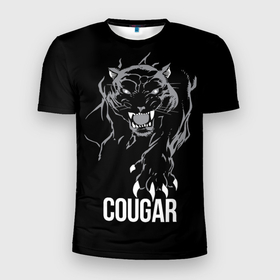 Мужская футболка 3D Slim с принтом Cougar on the hunt   Пума на охоте в Екатеринбурге, 100% полиэстер с улучшенными характеристиками | приталенный силуэт, круглая горловина, широкие плечи, сужается к линии бедра | Тематика изображения на принте: cat | cougar | gaze | hunting | predator | stalking | wild | взгляд | дикая | кошка | крадется | на охоте | пума | хищник