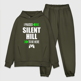 Мужской костюм хлопок OVERSIZE с принтом I Paused Silent Hill To Be Here с зелеными стрелками в Курске,  |  | hill | logo | paused | silent | silent hill | игра | игры | лого | логотип | сайлент | символ | хилл