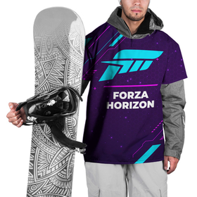 Накидка на куртку 3D с принтом Символ Forza Horizon в неоновых цветах на темном фоне в Тюмени, 100% полиэстер |  | forza | forza horizon | horizon | logo | neon | игра | игры | лого | логотип | неон | символ | соты | форза | хорайзон