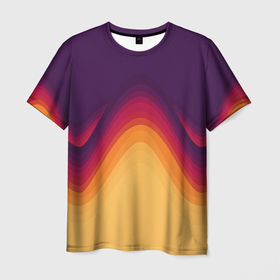 Мужская футболка 3D с принтом Волны песка и лавы в Кировске, 100% полиэфир | прямой крой, круглый вырез горловины, длина до линии бедер | агрессия | активность | волны | горы | желтый | красный | лава | огонь | песок | пурпурный