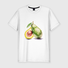 Мужская футболка хлопок Slim с принтом Авокадо, нарисовано вручную в Петрозаводске, 92% хлопок, 8% лайкра | приталенный силуэт, круглый вырез ворота, длина до линии бедра, короткий рукав | avocado | fruit | vegan | vegetables | авокадо | зеленый | карандаши | косточка | лист | маркеры | овощи | фрукты