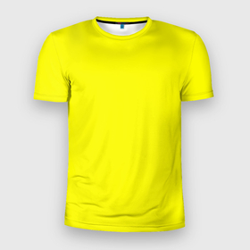 Мужская футболка 3D Slim с принтом Однотонный неоновый лимонный желтый тон в Новосибирске, 100% полиэстер с улучшенными характеристиками | приталенный силуэт, круглая горловина, широкие плечи, сужается к линии бедра | 