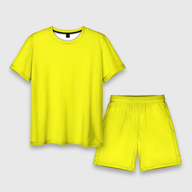 Мужской костюм с шортами 3D с принтом Однотонный неоновый лимонный желтый тон ,  |  | Тематика изображения на принте: 