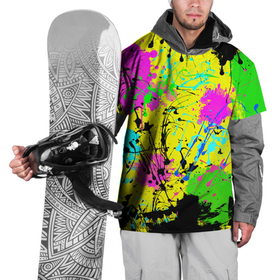 Накидка на куртку 3D с принтом Абстрактная картина в разноцветный неоновых тонах. 