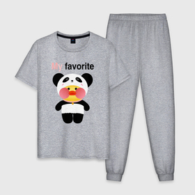 Мужская пижама хлопок с принтом LaLaFanFan  Panda в Екатеринбурге, 100% хлопок | брюки и футболка прямого кроя, без карманов, на брюках мягкая резинка на поясе и по низу штанин
 | Тематика изображения на принте: 