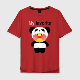 Мужская футболка хлопок Oversize с принтом LaLaFanFan  Panda в Тюмени, 100% хлопок | свободный крой, круглый ворот, “спинка” длиннее передней части | 