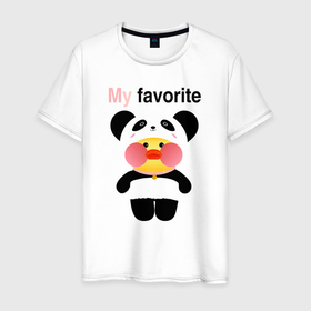 Мужская футболка хлопок с принтом LaLaFanFan  Panda в Санкт-Петербурге, 100% хлопок | прямой крой, круглый вырез горловины, длина до линии бедер, слегка спущенное плечо. | 