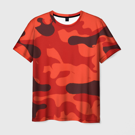 Мужская футболка 3D с принтом Рыжий камуфляж   Огонь   Пятна в Санкт-Петербурге, 100% полиэфир | прямой крой, круглый вырез горловины, длина до линии бедер | abstract | camouflage | flame | military | абстракция | военный | защитная краска | камуфляж | комуфляж | краска | милитари | обстракция | обстракцыя | огонь | огонь абстракция | пятна | пятна краски | рыжий камуфляж