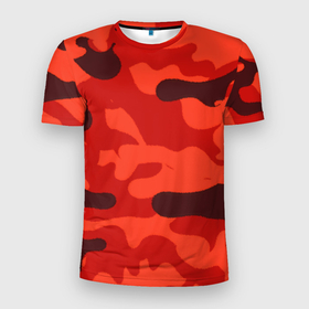 Мужская футболка 3D Slim с принтом Рыжий камуфляж   Огонь   Пятна в Белгороде, 100% полиэстер с улучшенными характеристиками | приталенный силуэт, круглая горловина, широкие плечи, сужается к линии бедра | Тематика изображения на принте: abstract | camouflage | flame | military | абстракция | военный | защитная краска | камуфляж | комуфляж | краска | милитари | обстракция | обстракцыя | огонь | огонь абстракция | пятна | пятна краски | рыжий камуфляж