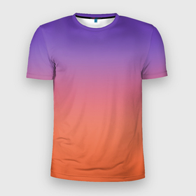 Мужская футболка 3D Slim с принтом Трендовый красно фиолетовый градиент в Рязани, 100% полиэстер с улучшенными характеристиками | приталенный силуэт, круглая горловина, широкие плечи, сужается к линии бедра | gradient | градиент | неделя мод | популярные иллюстрации | тренд | трендовый градиент
