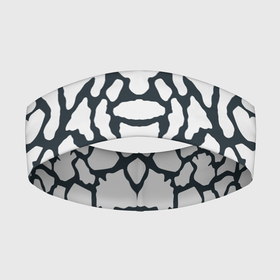 Повязка на голову 3D с принтом Animal Black and White Pattern в Кировске,  |  | animal | animal pattern | животные | животный паттерн | паттерн | текстура животного