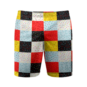 Мужские шорты спортивные с принтом MULTICOLORED SQUARE MOSAIC ,  |  | абстрактный | желтый | забавный | квадраты | красный | красочный | многоцветный | мозаика | разноцветный | узор | цветной | черный | яркий