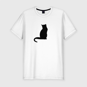 Мужская футболка хлопок Slim с принтом black kitten , 92% хлопок, 8% лайкра | приталенный силуэт, круглый вырез ворота, длина до линии бедра, короткий рукав | Тематика изображения на принте: black cat | pet | антистресс | домашние животные | животные | звери | кисун | кошка | любимчик | чёрная кошка