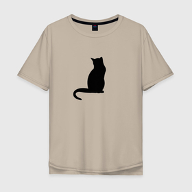 Мужская футболка хлопок Oversize с принтом black kitten в Белгороде, 100% хлопок | свободный крой, круглый ворот, “спинка” длиннее передней части | black cat | pet | антистресс | домашние животные | животные | звери | кисун | кошка | любимчик | чёрная кошка