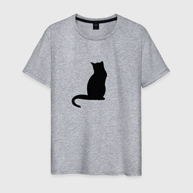 Мужская футболка хлопок с принтом black kitten в Екатеринбурге, 100% хлопок | прямой крой, круглый вырез горловины, длина до линии бедер, слегка спущенное плечо. | black cat | pet | антистресс | домашние животные | животные | звери | кисун | кошка | любимчик | чёрная кошка
