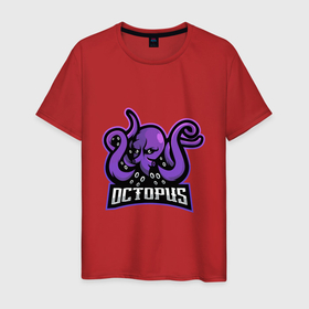 Мужская футболка хлопок с принтом Octopus   Осьминог в Тюмени, 100% хлопок | прямой крой, круглый вырез горловины, длина до линии бедер, слегка спущенное плечо. | ocean | octopus | sea | животные | клад | моллюск | море | океан | омар | осьминог | пират | рыба | сокровища | спрут | сундук | щупальца