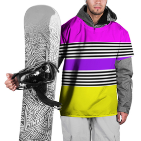 Накидка на куртку 3D с принтом Яркие неоновые полосы в сочетании с черно белыми полосками. в Новосибирске, 100% полиэстер |  | Тематика изображения на принте: neon stripes | stripes | желтый неоновый | неоноые полосы | полосаты узор | розовый неоновый