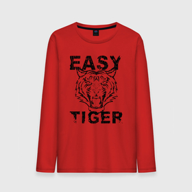 Мужской лонгслив хлопок с принтом Easy Tiger в Новосибирске, 100% хлопок |  | easy tiger | tiger | животное | зверь | кошачие | кошачий | крупная кошка | легкий тигр | тигр | тигринный | тигрица | тигры | хищник | царь зверей