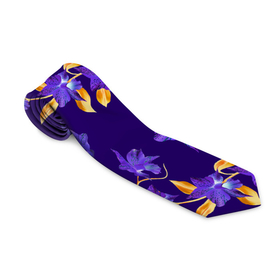 Галстук 3D с принтом Цветы Фиолетовые Ирисы На Синем Фоне , 100% полиэстер | Длина 148 см; Плотность 150-180 г/м2 | flowers | букет | ирисы | природа | растение | синий | фиолетовый | флора | цветы
