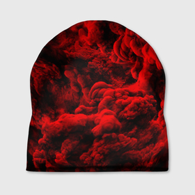 Шапка 3D с принтом Красный дым   Red Smoke   Красные облака в Курске, 100% полиэстер | универсальный размер, печать по всей поверхности изделия | abstract | red smoke | smoke | абстракция | красные облака | красный дым | облака | облака дыма | облако | облако дыма