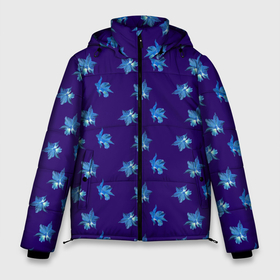 Мужская зимняя куртка 3D с принтом Цветы Фиолето Белые Гибискус На Синем Фоне в Новосибирске, верх — 100% полиэстер; подкладка — 100% полиэстер; утеплитель — 100% полиэстер | длина ниже бедра, свободный силуэт Оверсайз. Есть воротник-стойка, отстегивающийся капюшон и ветрозащитная планка. 

Боковые карманы с листочкой на кнопках и внутренний карман на молнии. | flowers | белый | букет | гибискус | природа | растение | синий | фиолетовый | флора | цветы