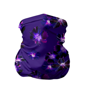 Бандана-труба 3D с принтом Цветы Фиолетовые Гибискус На Синем Фоне в Петрозаводске, 100% полиэстер, ткань с особыми свойствами — Activecool | плотность 150‒180 г/м2; хорошо тянется, но сохраняет форму | flowers | букет | гибискус | природа | растение | синий | фиолетовый | флора | цветы