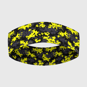 Повязка на голову 3D с принтом Камуфляж Пиксельный Чёрно Жёлтый ,  |  | black | camo | yellow | жёлтый | камуфляж | пиксель | сamouflage | чёрный