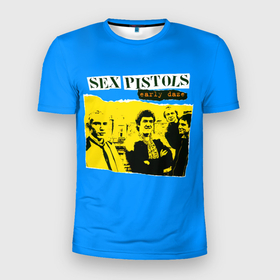 Мужская футболка 3D Slim с принтом Sex Pistols early daze в Тюмени, 100% полиэстер с улучшенными характеристиками | приталенный силуэт, круглая горловина, широкие плечи, сужается к линии бедра | группа | джонни роттен | музыка | панк | панк рок | панк рок группа | рок | рок группа
