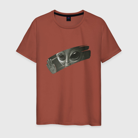 Мужская футболка хлопок с принтом инопланетянин передает привет вам в Екатеринбурге, 100% хлопок | прямой крой, круглый вырез горловины, длина до линии бедер, слегка спущенное плечо. | alien | ufo | инопланетянин | космос | летающая тарелка | нло | пришелец | фантастик