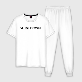 Мужская пижама хлопок с принтом Shinedown лого в Курске, 100% хлопок | брюки и футболка прямого кроя, без карманов, на брюках мягкая резинка на поясе и по низу штанин
 | brent smith | shinedown | брент смит | группа | музыка | рок | рок группа