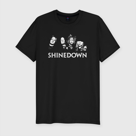 Мужская футболка хлопок Slim с принтом Группа Shinedown в Санкт-Петербурге, 92% хлопок, 8% лайкра | приталенный силуэт, круглый вырез ворота, длина до линии бедра, короткий рукав | brent smith | shinedown | брент смит | группа | музыка | рок | рок группа