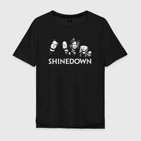 Мужская футболка хлопок Oversize с принтом Группа Shinedown в Курске, 100% хлопок | свободный крой, круглый ворот, “спинка” длиннее передней части | brent smith | shinedown | брент смит | группа | музыка | рок | рок группа
