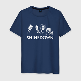 Мужская футболка хлопок с принтом Группа Shinedown в Новосибирске, 100% хлопок | прямой крой, круглый вырез горловины, длина до линии бедер, слегка спущенное плечо. | brent smith | shinedown | брент смит | группа | музыка | рок | рок группа