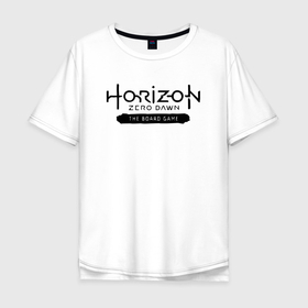 Мужская футболка хлопок Oversize с принтом horizon forbidden west   logo , 100% хлопок | свободный крой, круглый ворот, “спинка” длиннее передней части | 
