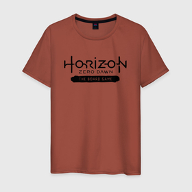 Мужская футболка хлопок с принтом horizon forbidden west   logo в Тюмени, 100% хлопок | прямой крой, круглый вырез горловины, длина до линии бедер, слегка спущенное плечо. | 